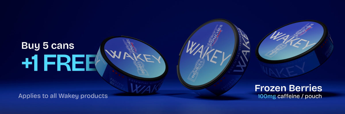 WAKEY Energy Pouches banner buy 5 cans get one free on all WAKEY pouches 
