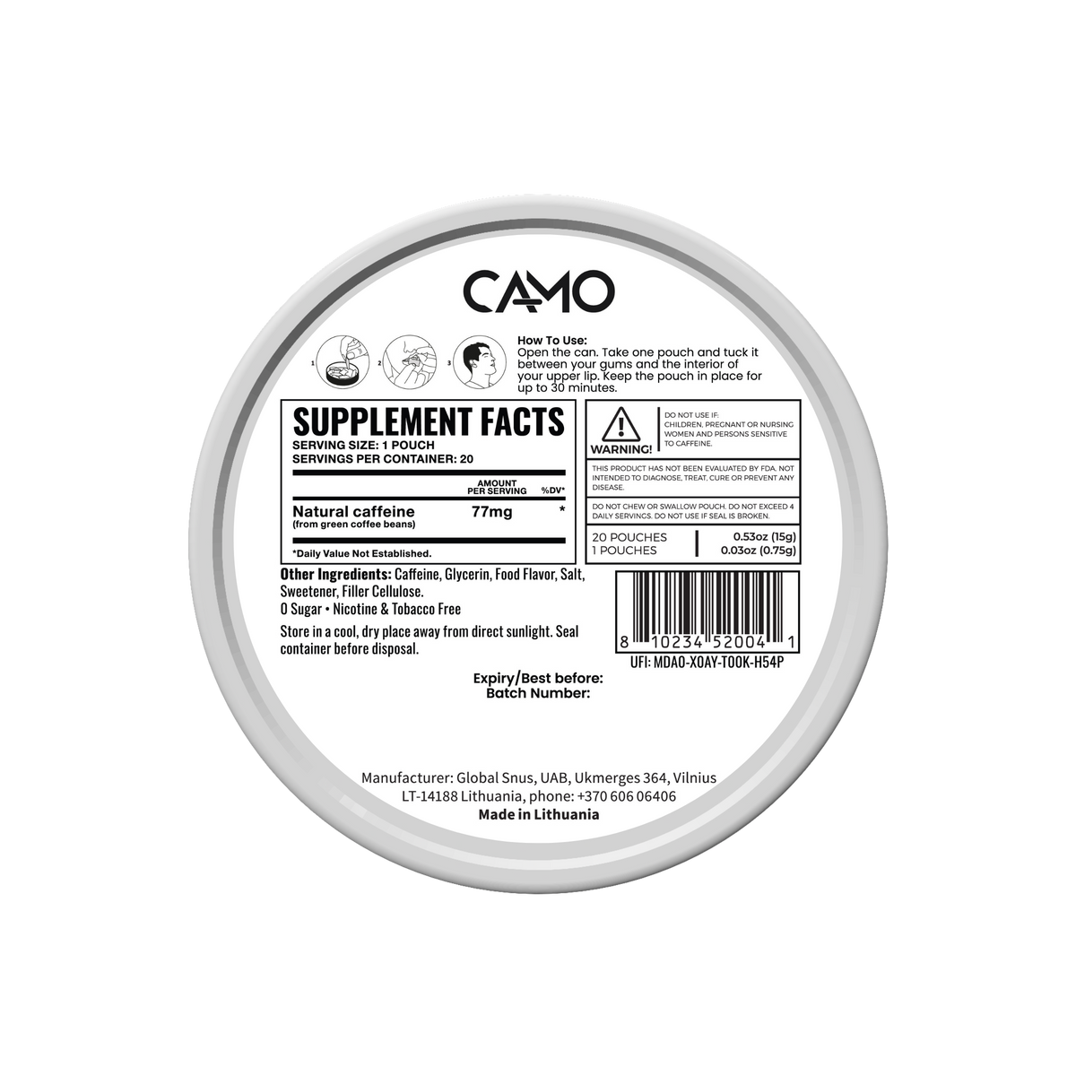 CAMO Peppermint Energy Pouches